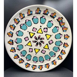 Hand Thrown Glazed Art Pottery Red Clay Artist Signed Vintage 1991 10" Plate